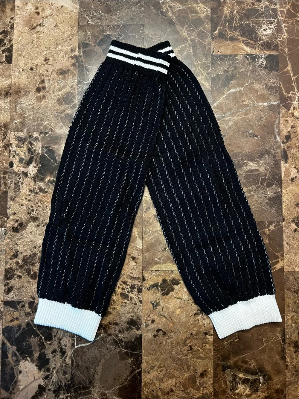 NEW ChaneI  Black and White Knit Logo Leg warmers / Gaiters